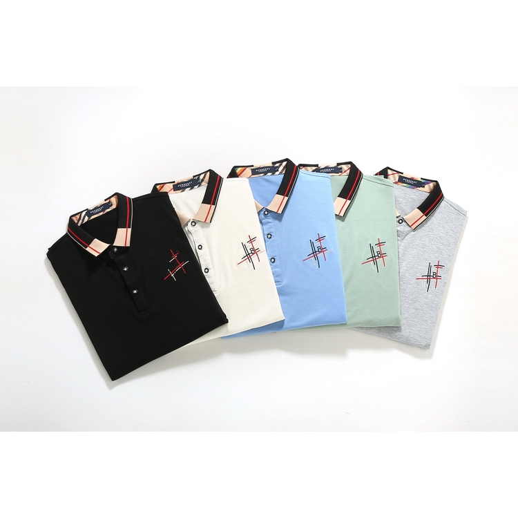 Men's Polo Shirts Cotton Short Sleeve Shirt Bur_berry Plaid Pattern Shirts Or Wears