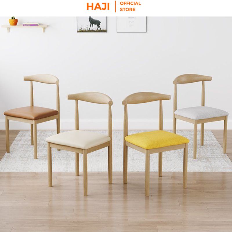 Ghế bàn làm việc tựa lưng thoải mái chân sắt giả gỗ chắc chắn sang trọng thương hiệu HAJI E60