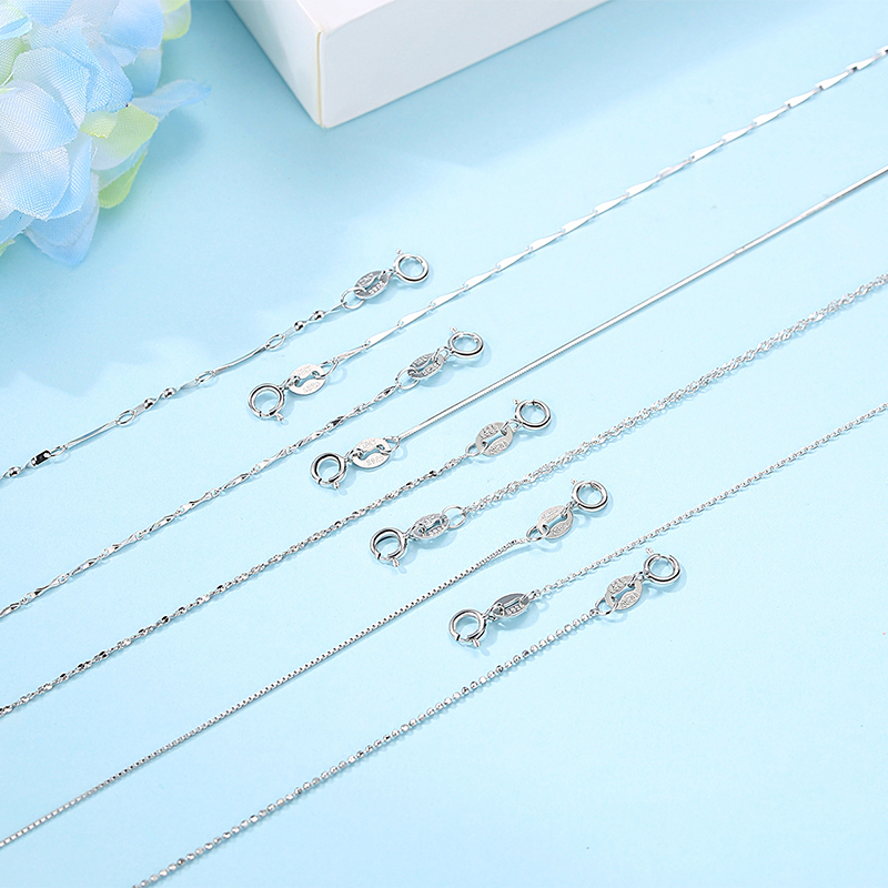 999 sterling bạc Necklace nữ chuỗi xương đòn ngắn chuỗi không có mặt dây chuyền xương rắn chuỗi mỏng 925 Bạc Chuỗi Phụ k