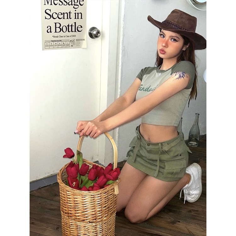 Váy Yếm Denim Eo Thấp Kiểu Retro Mỹ Thời Trang Mùa Hè Quyến Rũ Cho Nữ