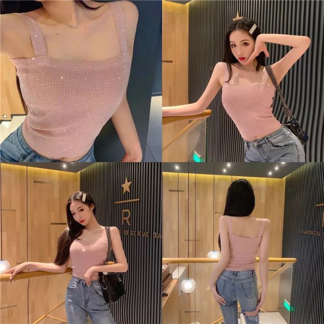 áo hai dây nữ đính đá cao cấp nhiều màu hàng quảng châu | BigBuy360 - bigbuy360.vn