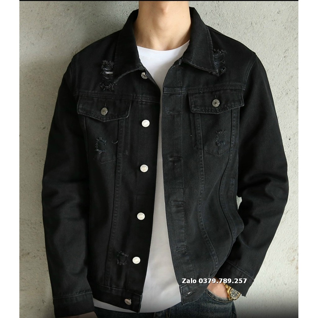[Sỉ] Áo khoác jean nam nữ Unisex 2 dây kéo mới - áo khoác jean đen rách cao cấp giá rẻ Chiwawa shop | BigBuy360 - bigbuy360.vn