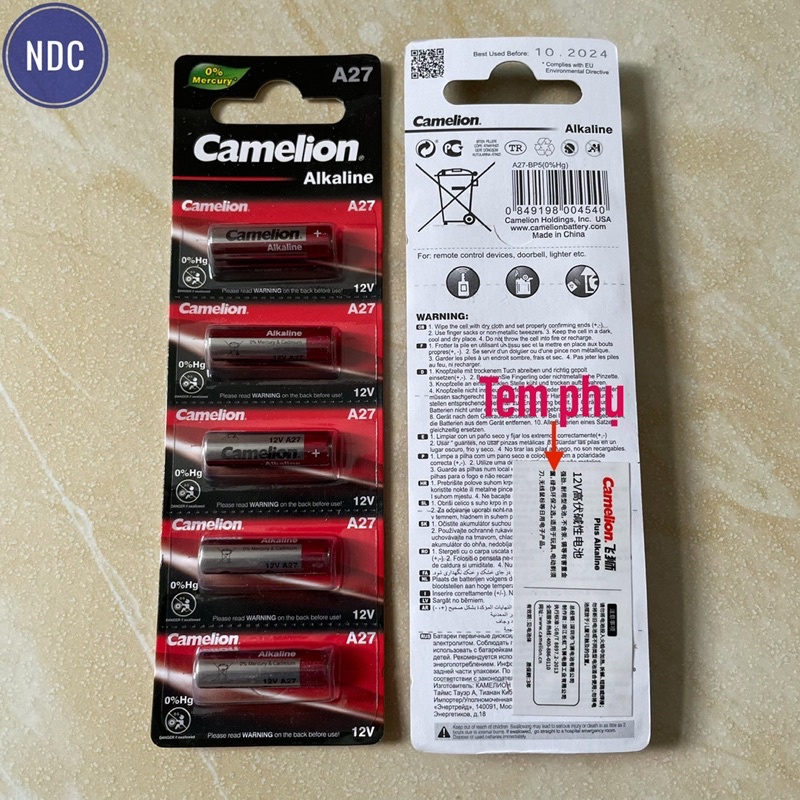 Pin 12V A23/A27 Camelion Cho Chuông Cửa, Điều Khiển Cửa Cuốn, Thiết Bị Chống Trộm