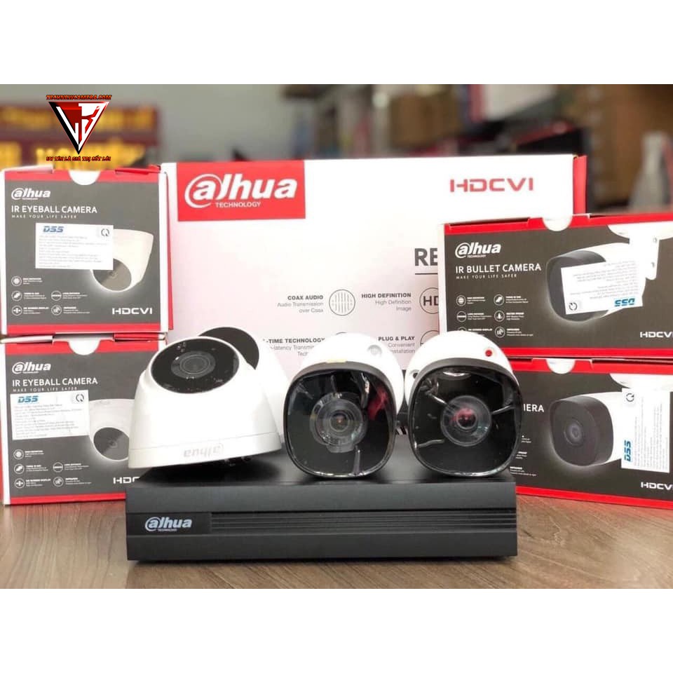 Full bộ - Trọn bộ 4 camera Dahua HAC-T2A21P hoặc HAC-B2A21P và đầu ghi XVR1A04 - hàng chính hãng