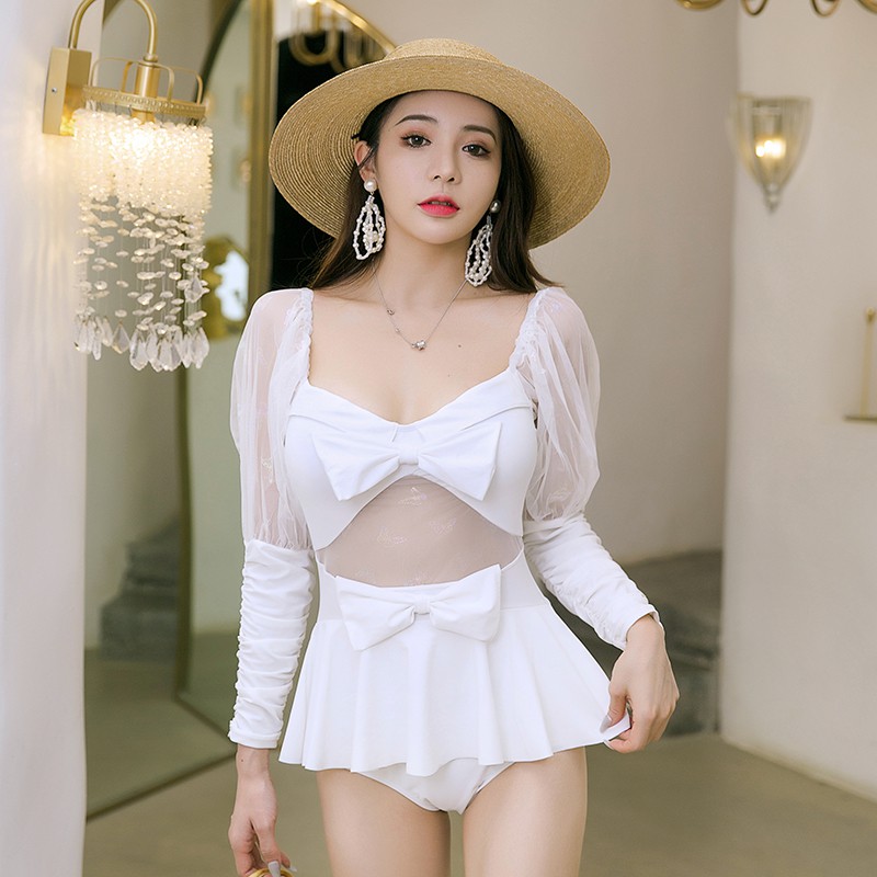 [ ORDER ] BỘ BƠI NỮ LIỀN THÂN DÁNG DÀI TAY TAY BỒNG CỔ VUÔNG | BigBuy360 - bigbuy360.vn