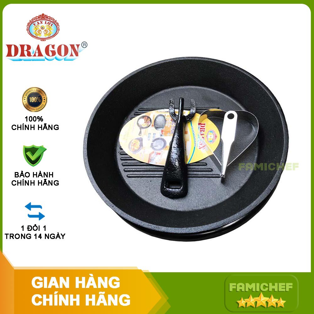 Chảo gang tròn chống dính đế nhựa Dragon D002