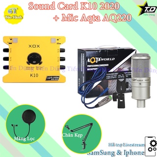 Mua Mic thu âm AQ220 Sound Card XOX K10 2020 chân màng- bộ livestream sound card xox k10 2020 phiên bản tiếng anh đầy đủ