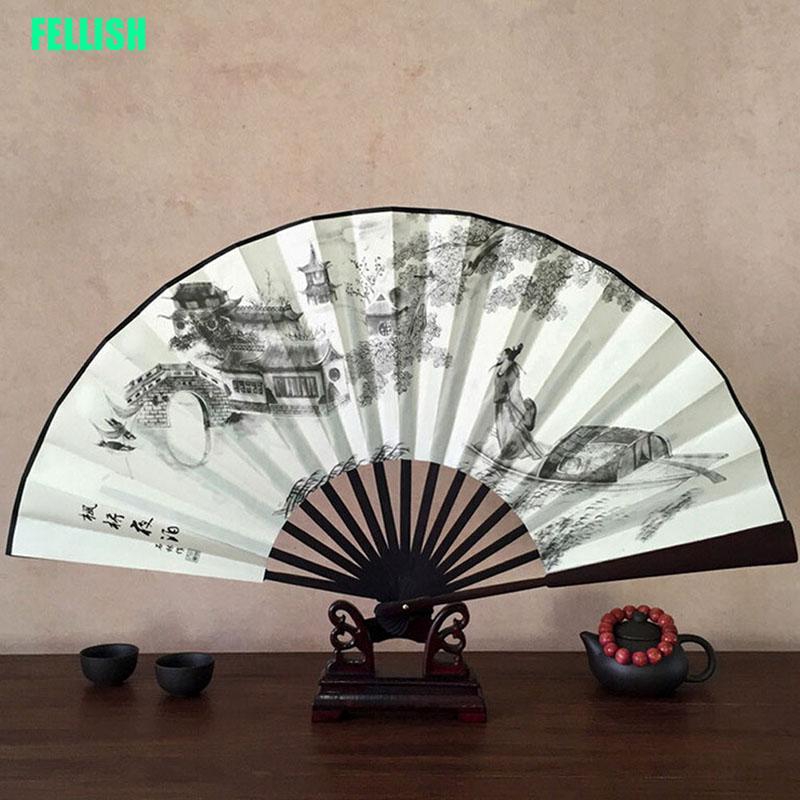 Quạt vải polyester in họa tiết phong cách Trung Hoa