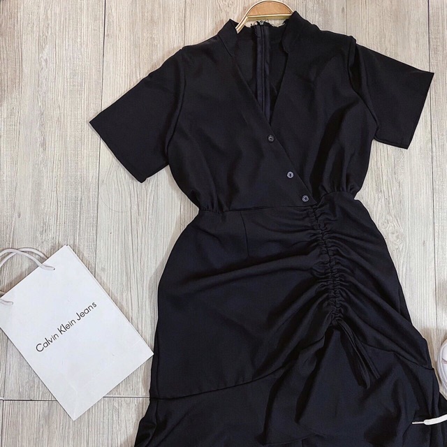 Đầm đen dây rút đi học🌷