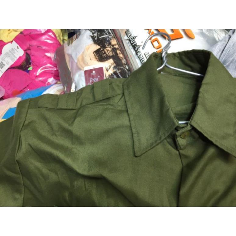 Free ship  Áo Lao Động Xanh Rêu