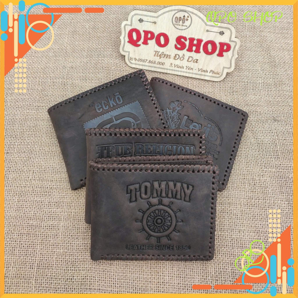 Ví da bò sáp ngựa điên- khâu viền- dập logo siêu chất- bảo hành da 12 tháng