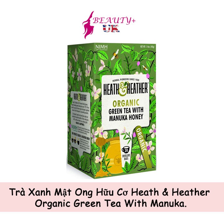 Trà Xanh Mật Ong Hữu Cơ Heath &amp; Heather Organic Green Tea With Manuka Nhập Từ Anh