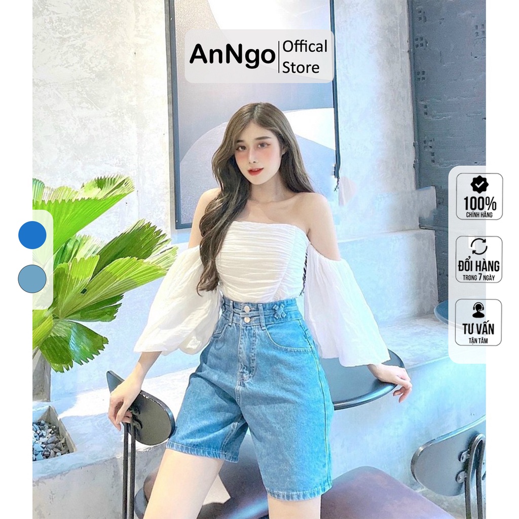 Quần jean nữ ngố ống rộng trơn, vải denim bền đẹp, dễ phối đồ AnNgo - AT118