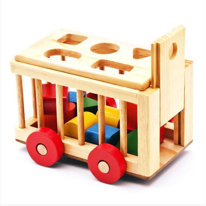 Ô tô thả hình xe cũi thả hình đồ chơi giáo dục montessori phát triển toán học và khả năng phán đoán cho trẻ MODY M682215