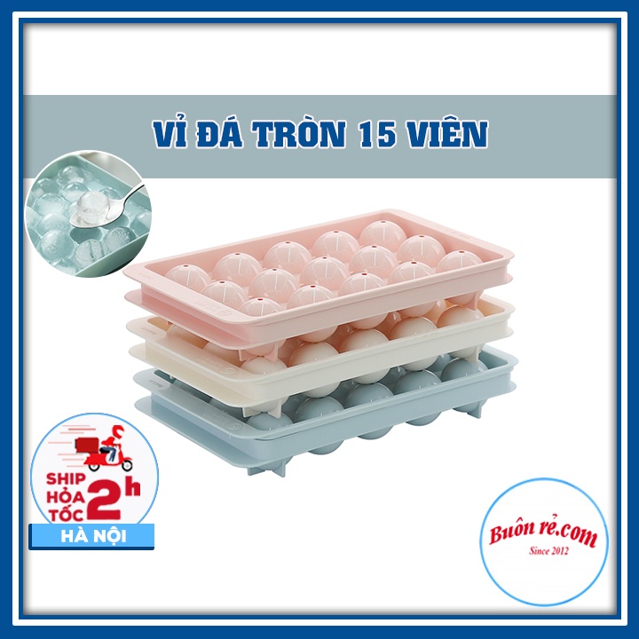Khay đá tròn 15 viên Việt Nhật có nắp đạy (MS: 6979) - Khuôn làm thạch hình tròn dễ thương cho bé - 01573