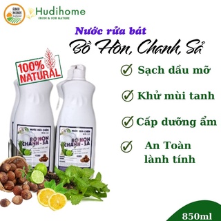Nước rửa bát hữu cơ bồ hòn, chanh, sả Anh Minh, nước rửa bát thiên nhiên cho làn da nhạy cảm - Hudihome