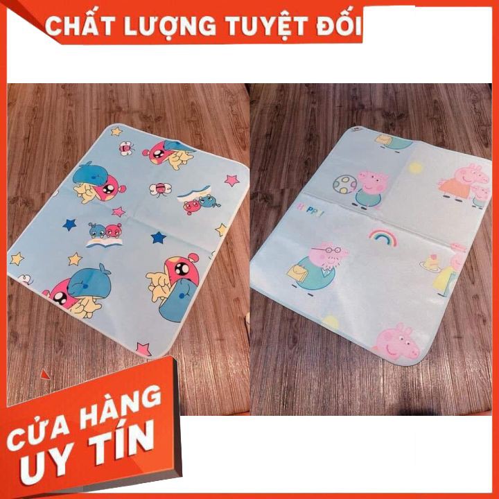 Chiếu chống thấm 4 mùa Mipbi 𝐅𝐑𝐄𝐄𝐒𝐇𝐈𝐏 hai mặt hạ đông in hoạ tiết dễ thương. Tấm lót chống tràn cho bé