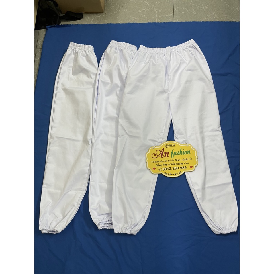 Quần blouse trắng, bác sĩ, y tá, dược sĩ bo thun ống chân vải kaki dầy mịn mặc mát.