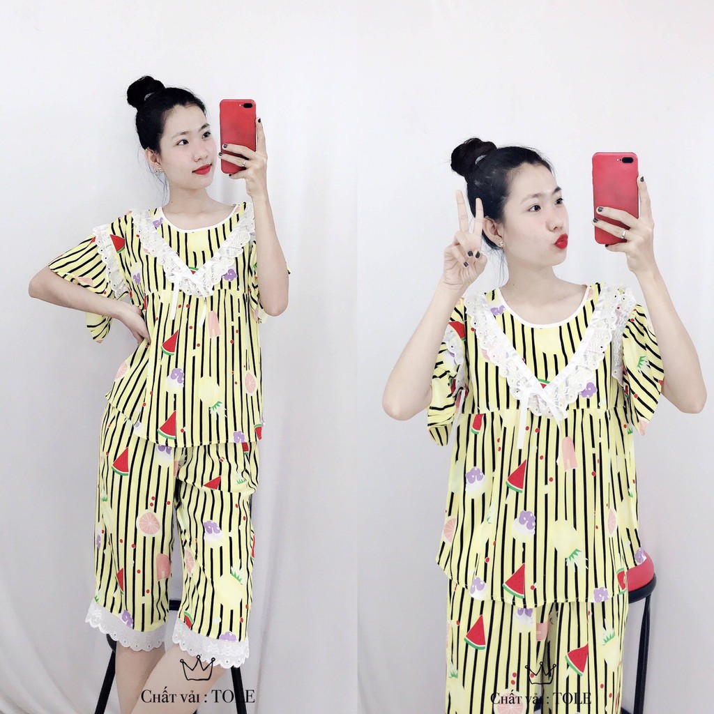 Đồ Ngủ Nữ Pijama Lụa Tole Lửng Mặc Nhà Cá Tính | BigBuy360 - bigbuy360.vn