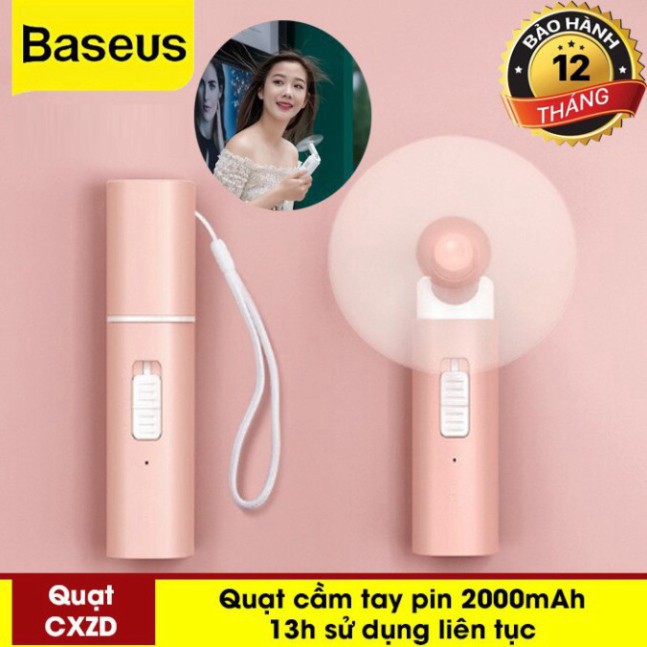 Quạt Mini Cầm Tay - Quạt Tích Điện Cầm Tay Hoặc Để Bàn Baseus Dung Lượng 2000mah, Sử Dụng 13h - TopLink