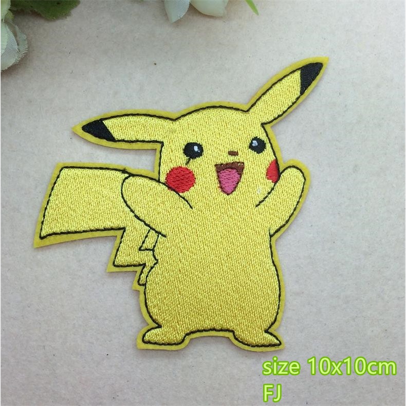 Miếng Dán Ủi Quần Áo Thêu Hình Pokemon Pikachu diy