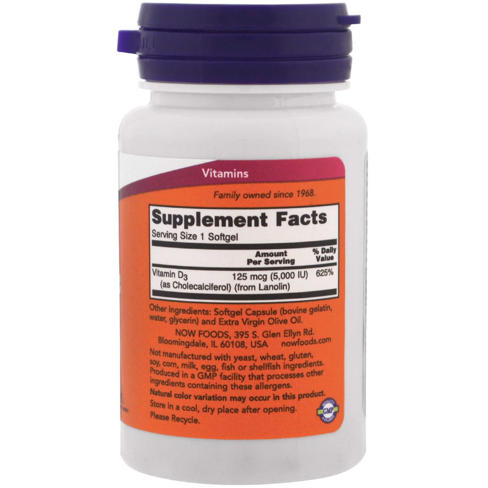 Thực Phẩm Bổ Sung NOW - Vitamin D-3 5,000 IU (240 viên) | BigBuy360 - bigbuy360.vn