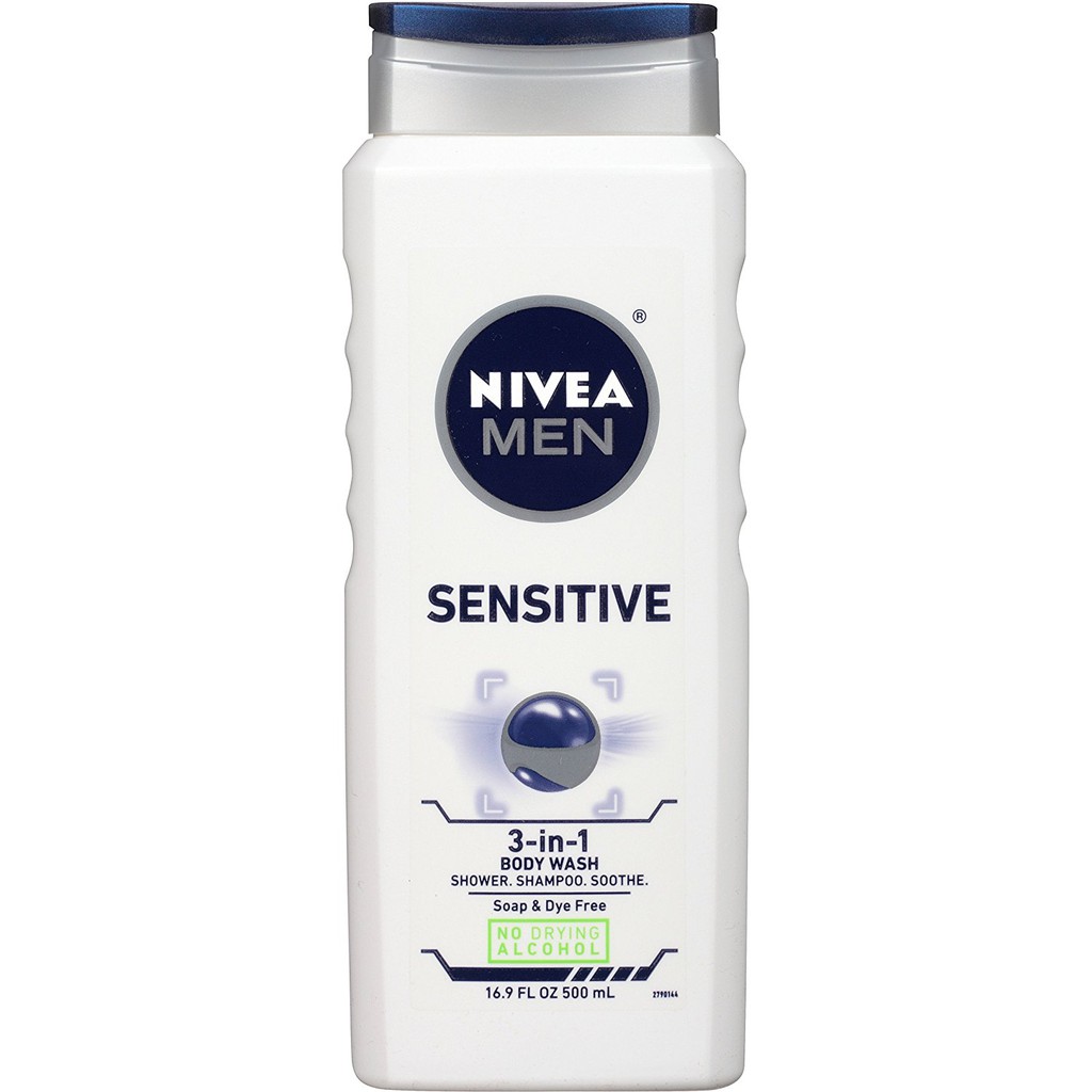 Gel tắm, gội, sau cạo râu nam cho da nhạy cảm NIVEA Men Sensitive 3-in-1 500ml (Mỹ)