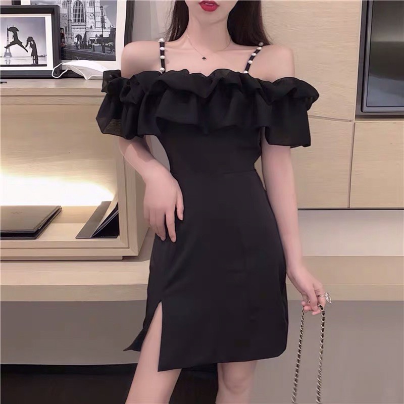 váy trễ vai nhún bèo hàng thiết kế 2021 | BigBuy360 - bigbuy360.vn