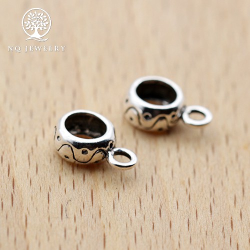 Charm bạc hình mặt trụ tròn treo - NQ Jewelry