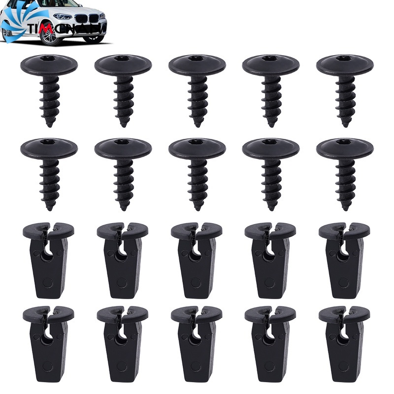 FENDER 1 Bộ 10 Ốc Vít / Khóa Tự Động Bằng Thép Mangan Màu Đen Thông Dụng Cho Xe Hơi