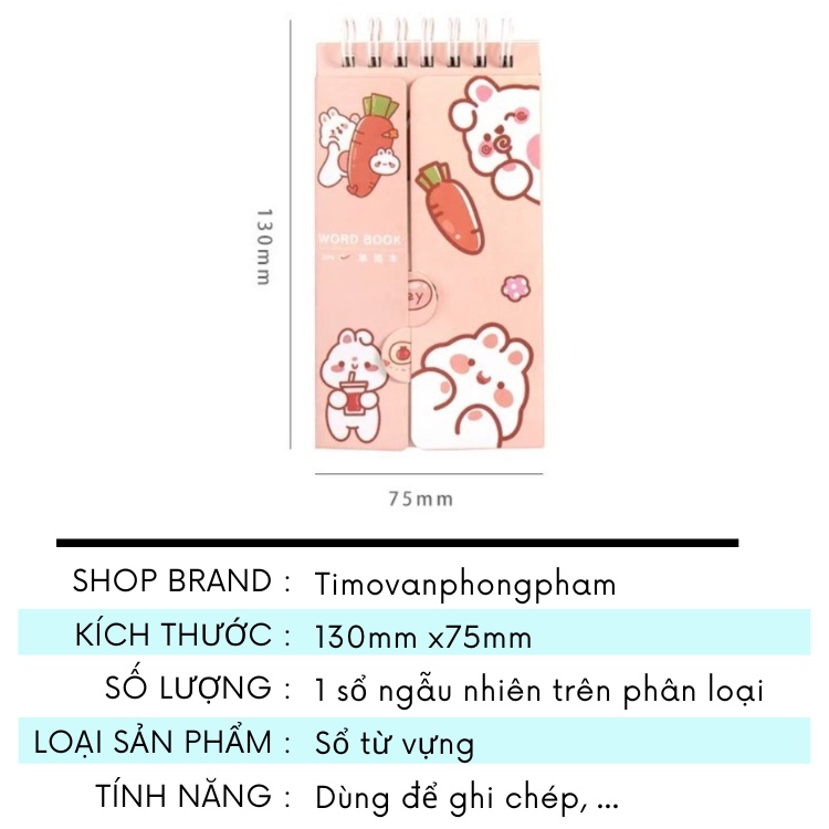 Sổ Tay Ghi Chép Từ Vựng Tiếng Anh Mini Cute Dễ Thương Ghi Chú Bìa Trơn VPS20