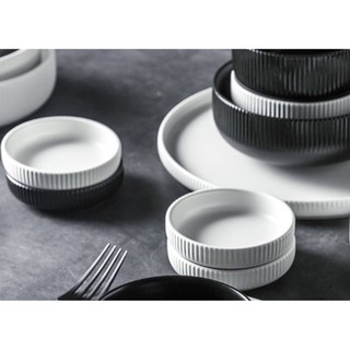 Đĩa gia vị sứ trắng , đen Cruise, Chén đựng nước chấm đồ ăn kèm sứ cao cấp, bát gia vị nước chấm