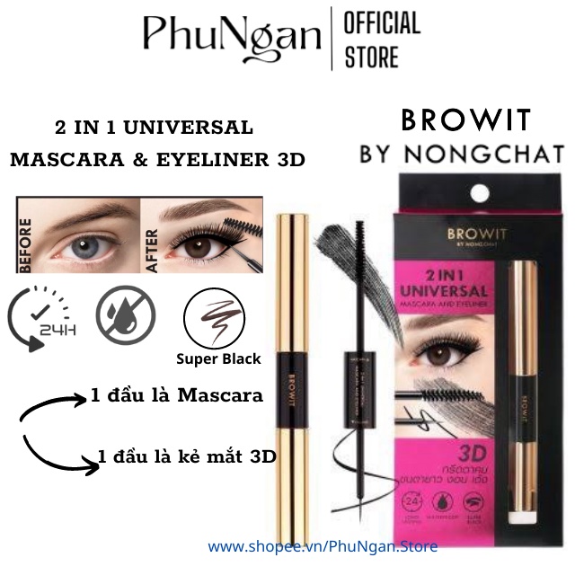 (Sẵn 3 loại-1 đầu, 2 đầu)Chuốt mi Mascara Nongchat hãng BROWIT Thái Lan (2in1 Universal, Professional Dou, My Everyday)