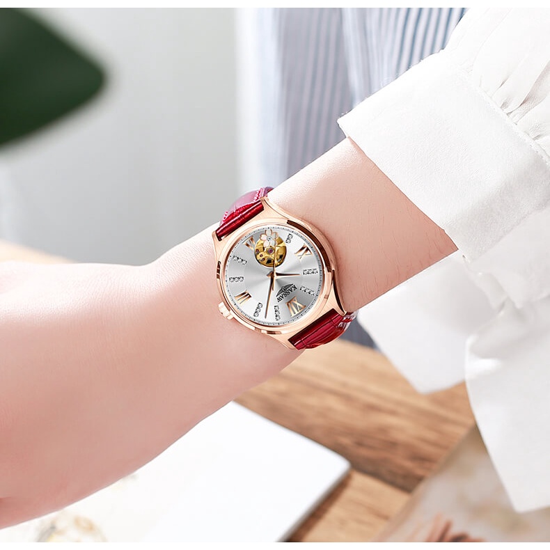 Đồng hồ nữ chính hãng KASSAW K990-4 Kính sapphire ,chống xước,Chống nước ,BH 24 tháng,Máy cơ (Automatic) ,dây da xịn