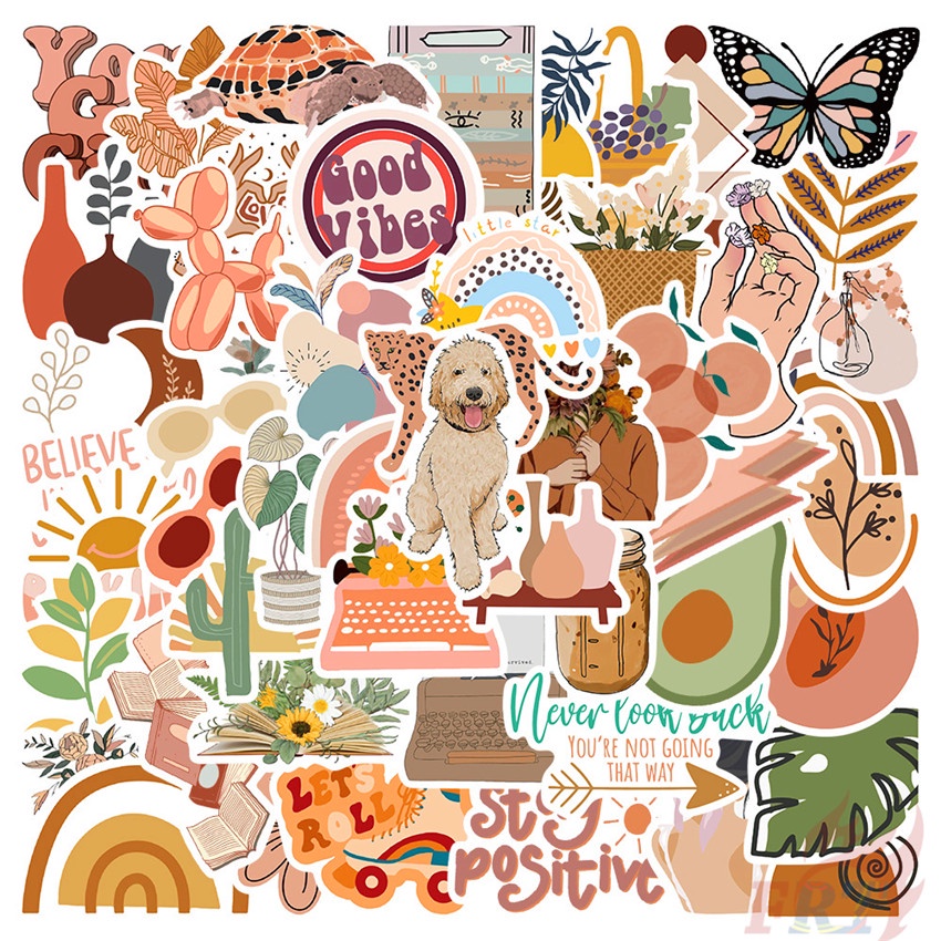 ❉ Miếng Dán Trang Trí Họa Tiết Graffiti Nghệ Thuật Kiểu Boho 01 ❉ Bộ 50 Sticker Chống Thấm Nước Họa Tiết Doodle Hợp Thời Trang