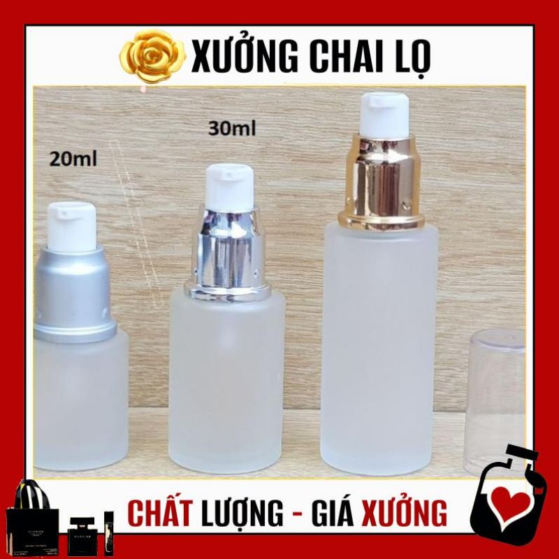 Chai Chiết Mĩ Phẩm ❤ TOP GIÁ RẺ ❤ Chai lọ Thủy tinh mờ Vai ngang Xịt giọt 20ml/30ml/50ml đựng kem dưỡng da, serum