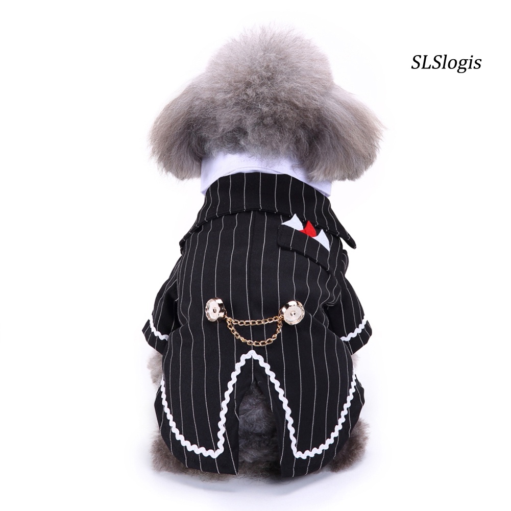 Áo Vest Tuxedo Kẻ Sọc Đính Nơ Xinh Xắn Cho Cún Cưng