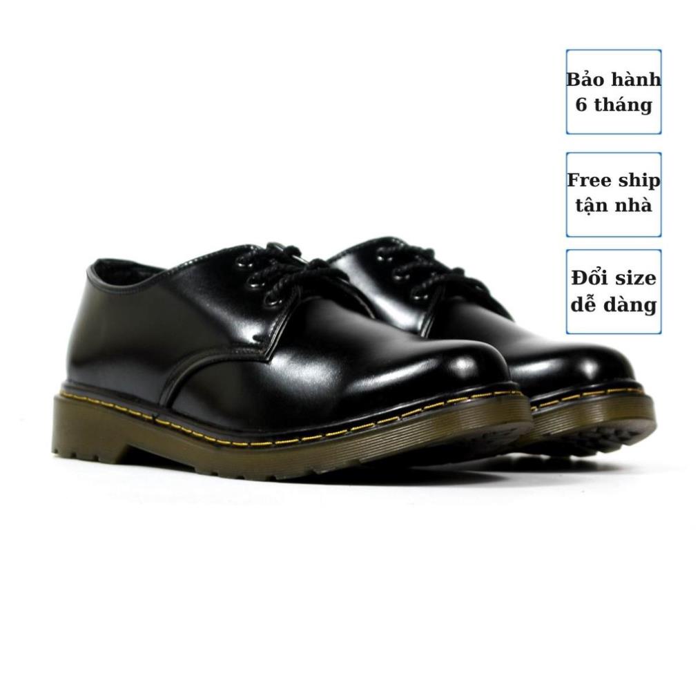 Giày Dr.1461 đủ size nam nữ da bóng, giày da thời trang, trẻ trung, Lucas Shoes (Dr.1461 đen trơn) HG