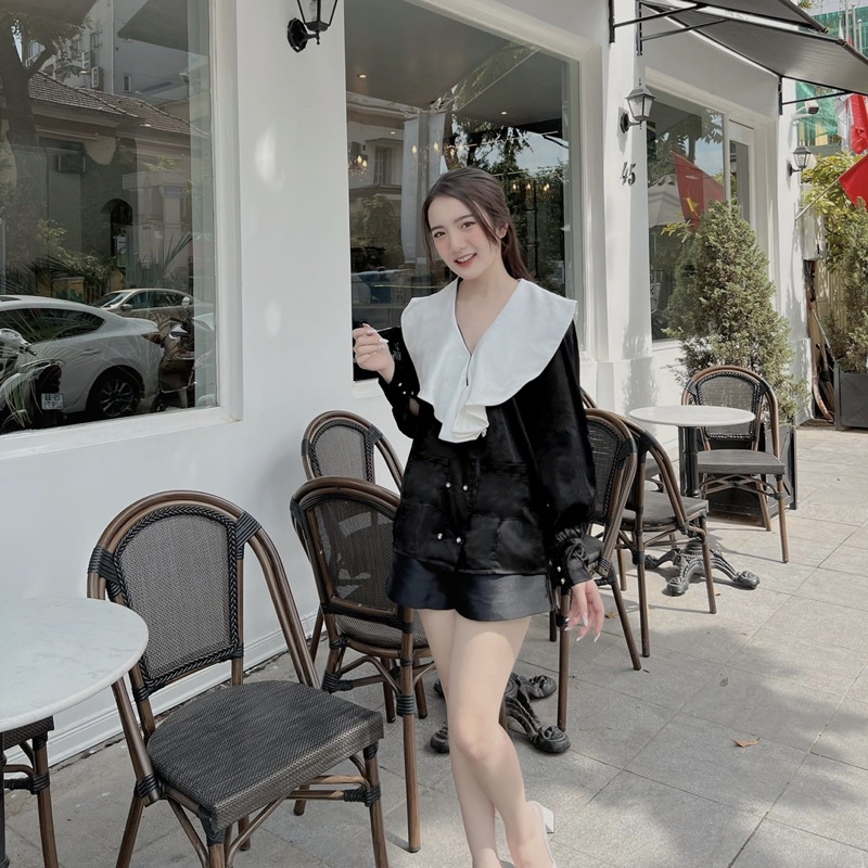 Áo sơ mi lụa tiểu thư Lolita cổ bèo Souris By G