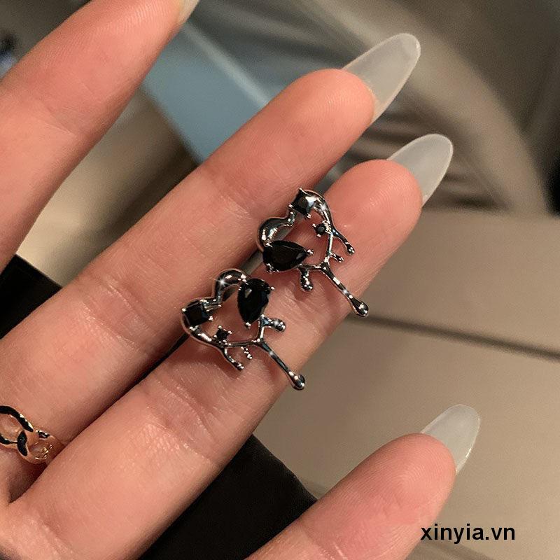 Bông tai mạ bạc 925 hình trái tim thời trang phong cách Hàn Quốc cho nữ