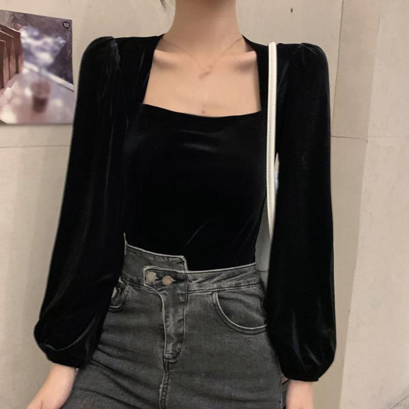 Áo Kiểu Nữ Dài Tay Cổ Vuông Thời Trang Hàn