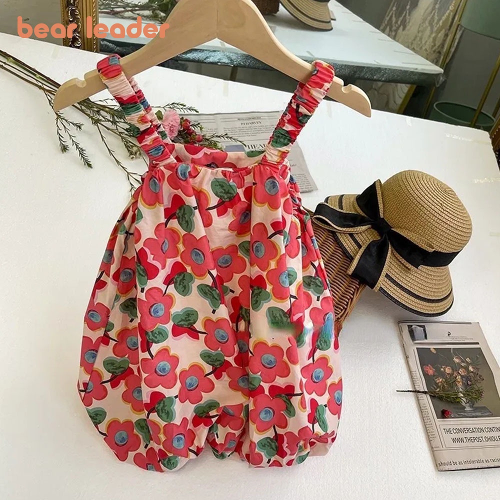 Đầm hoa Bear Leader hở lưng thời trang mùa hè mới cho bé gái 2-6 tuổi