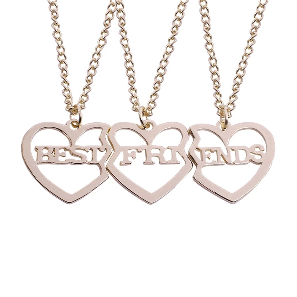 3 cái-set Best Friends Forever Vòng cổ Rỗng Kim loại Tình yêu Mặt dây chuyền Trái tim Dây chuyền BFF Trang sức Tình bạn cho Phụ nữ Quà tặng Colar