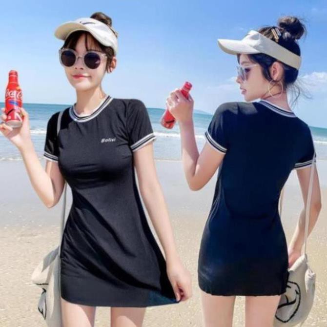 Bộ Đồ Bơi Nữ, Một Mảnh, Tay Ngắn Có Đệm Ngực Liền Áo, Chân Váy, Có Quần Boxer Trong, Tôn Dáng, Đáng Yêu | BigBuy360 - bigbuy360.vn