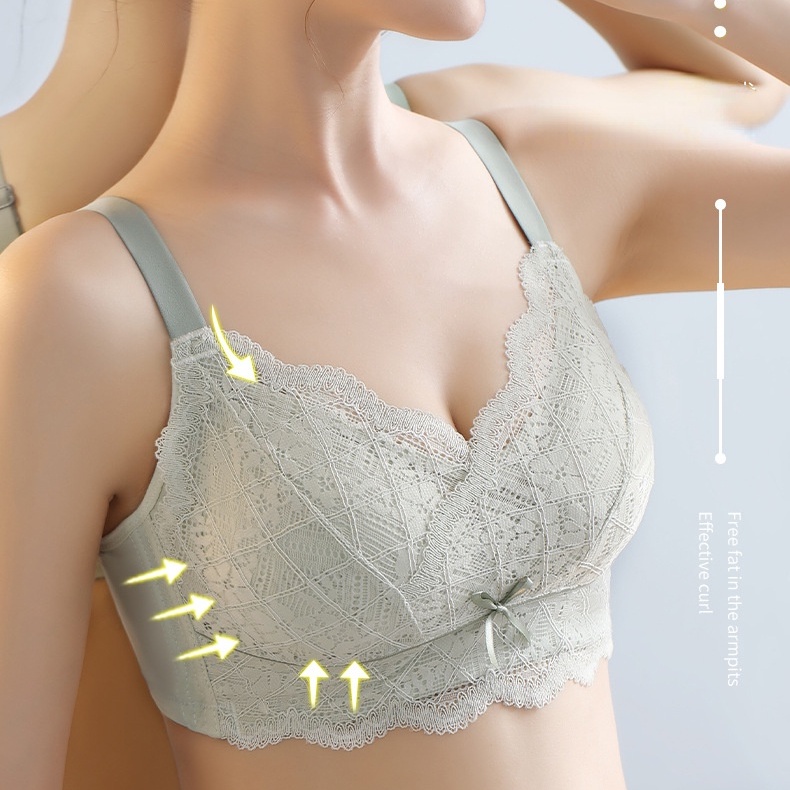 Sexy lace bra thin section without steel ring gathers to prevent sagging, adjustable bra 34-42BCDE