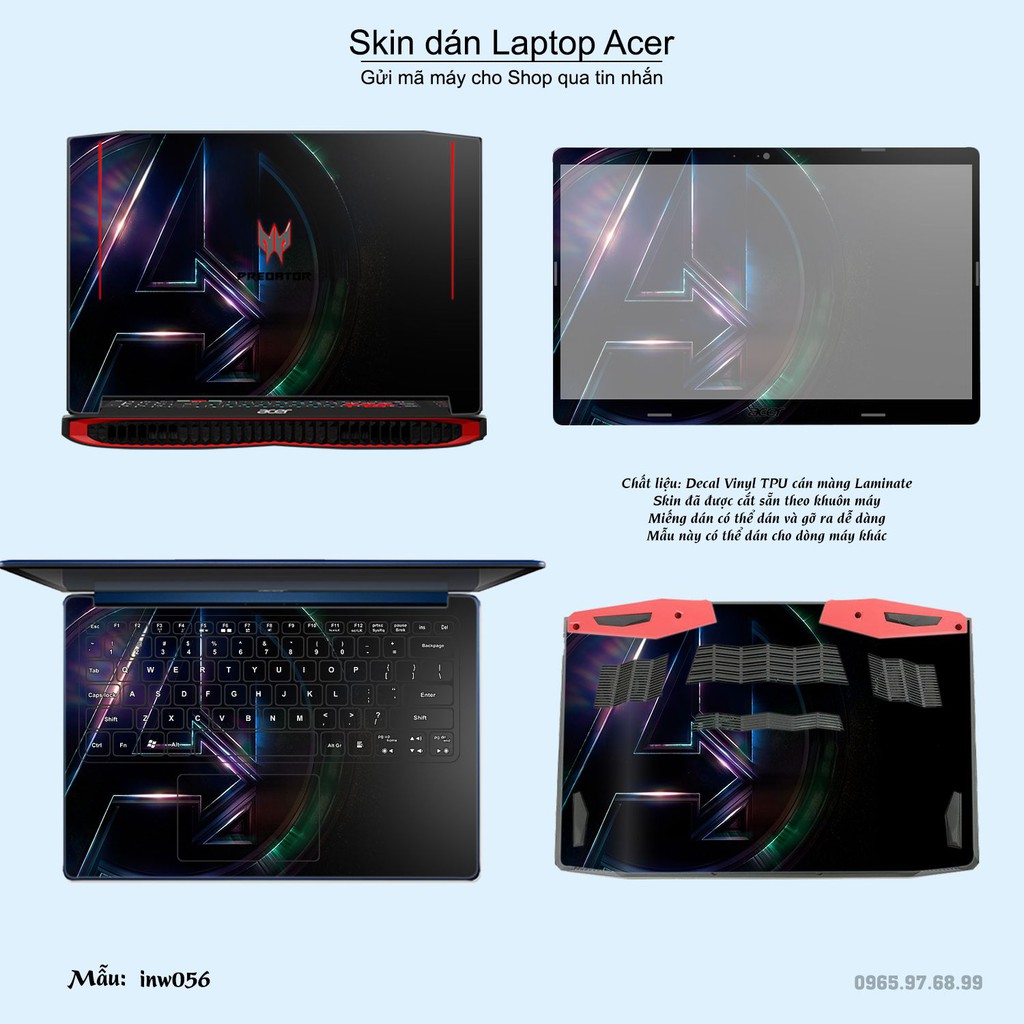 Skin dán Laptop Acer in hình Inifinity War (inbox mã máy cho Shop)