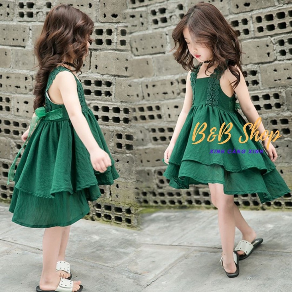 Đầm Bèo Tầng Trẻ Em  Váy Có Nơ Buộc Thân Sau Bé Gái Cực Xinh Cực Mịn Mát  Hàng Chuẩn Bao Đổi Trả Mua Được Kèm Quà Tặng