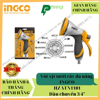 Vòi xịt tưới cây ingco hzatn1101 | vòi xịt đa năng đầu chuyển đổi 3/4", 10 chế độ phun, kích thước 14x7x18,3cm, tay cầm