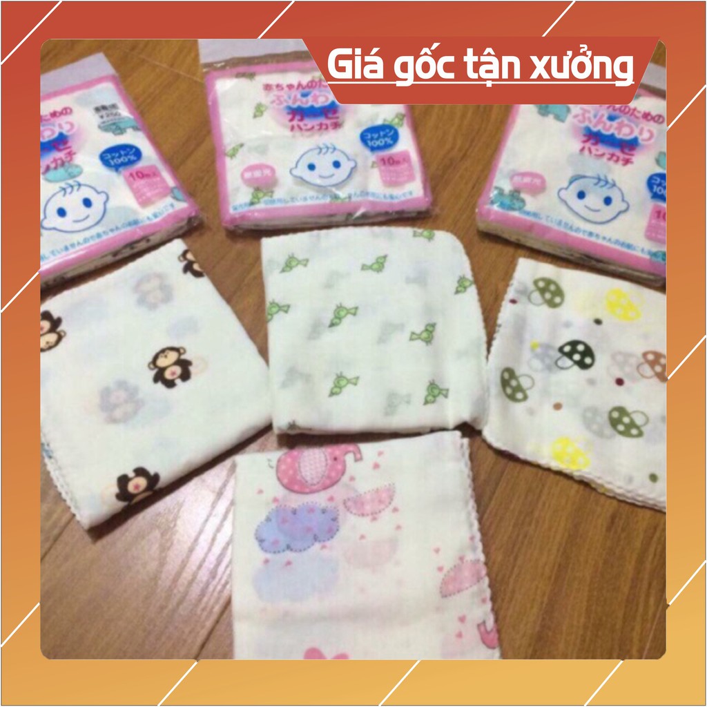 [Chuẩn] Combo 10 gói khăn sữa hoa, kích thước 31x31