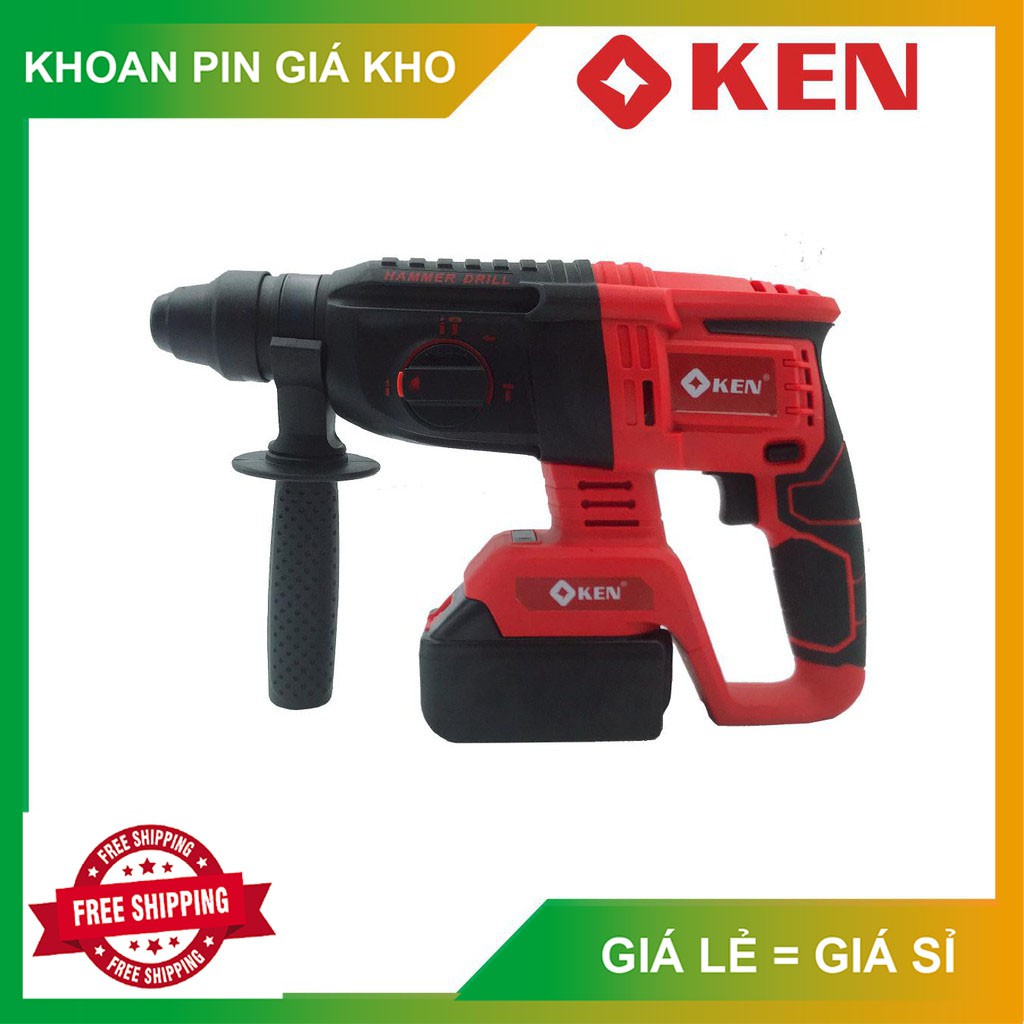 Máy Khoan Đục Bê Tông Dùng Pin KEN - 3 chức năng - Động cơ từ - 2 Pin khủng